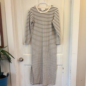Pomander Place Cream and Black Striped Long Sleeve t-shirt Dress